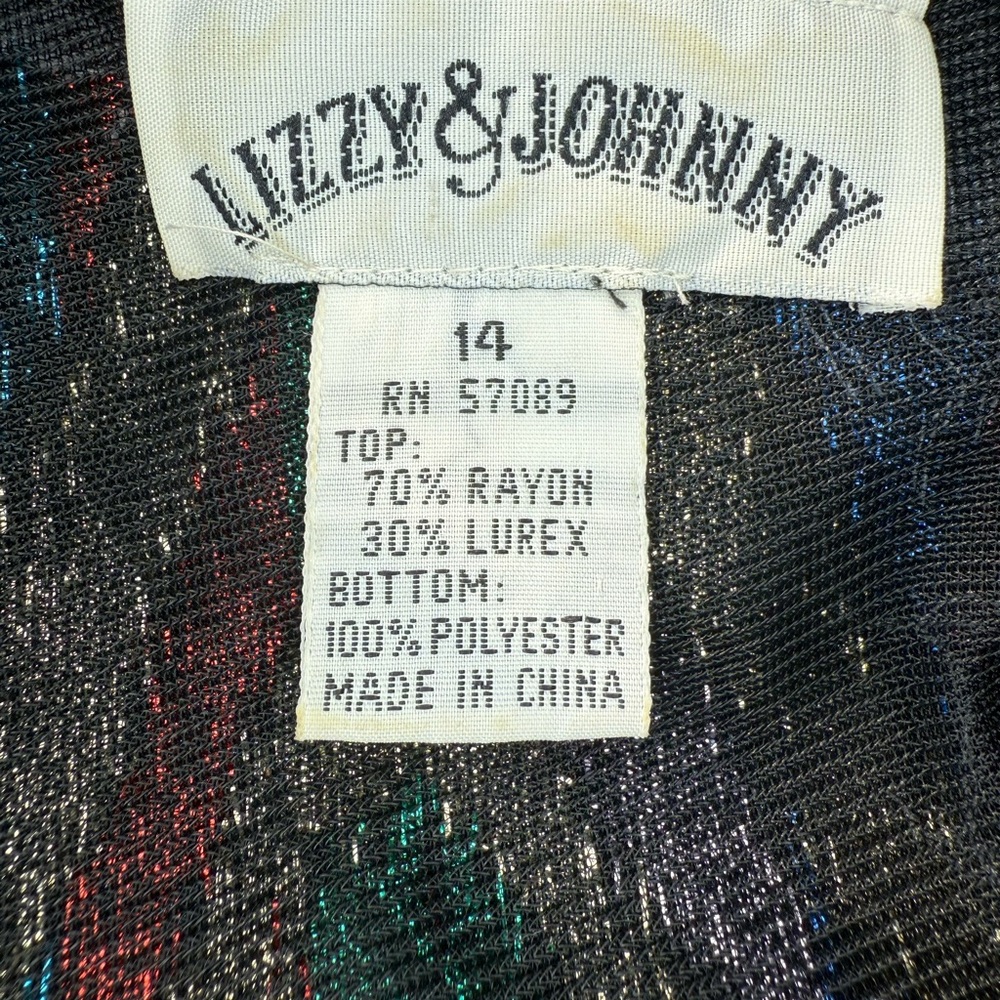 Vintage 80’s Lizzy & Johnny Rainbow Sheer Metallic Dress - Picture 13 of 14